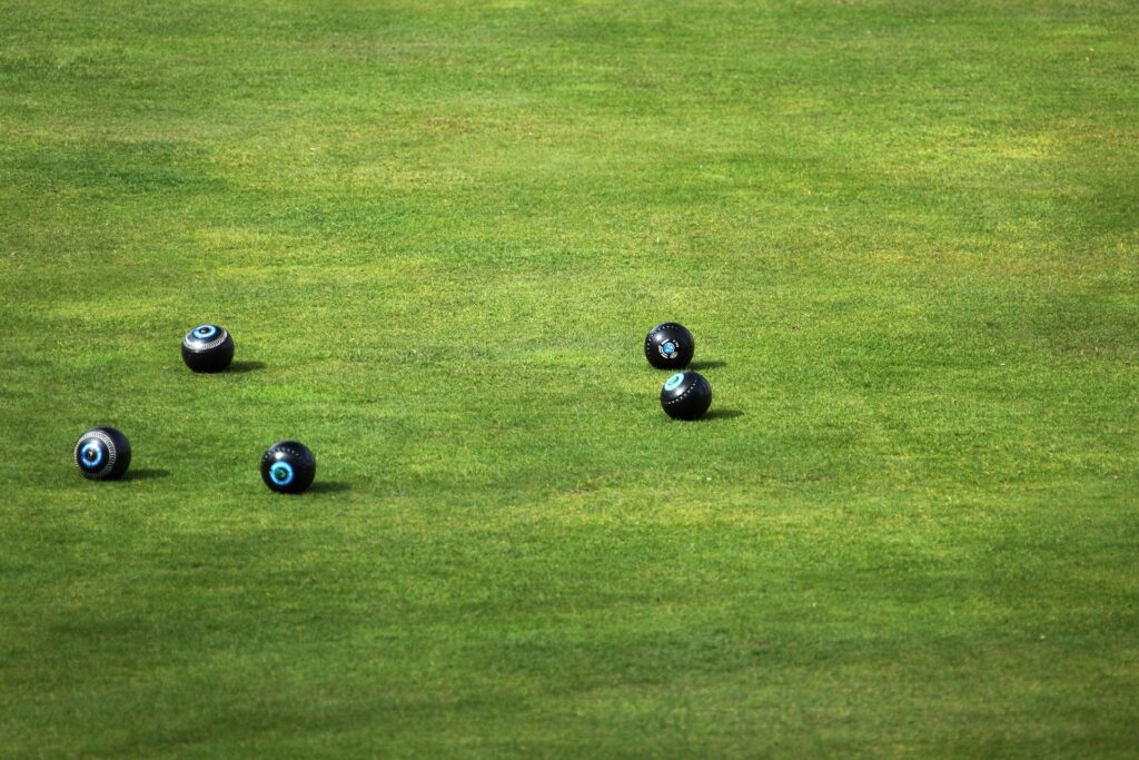 Bowls balls on bowling green